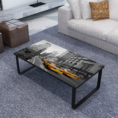 Picture of Living Room Coffee Table Rectangular Side Table Sofa Table Print on Glass