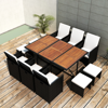 Picture of 27 Piece Outdoor Dining Set Black Poly Rattan Acacia Wood