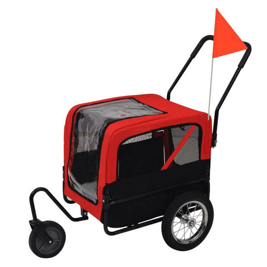 Picture of 2-in-1 Pet Bike Trailer And Jogging Stroller Red and Black