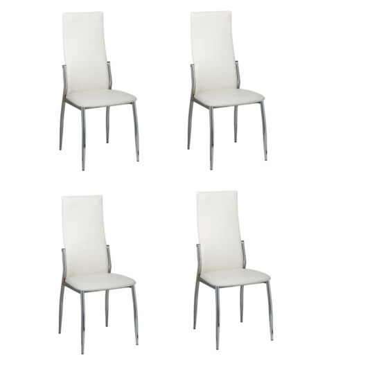 Picture of 4 Dining chairs chrome white leather