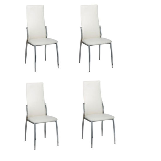 / 4 Dining chairs chrome white leather