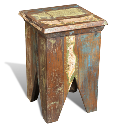 Picture of Antique-Style Stool Hocker Chair - Reclaimed Wood
