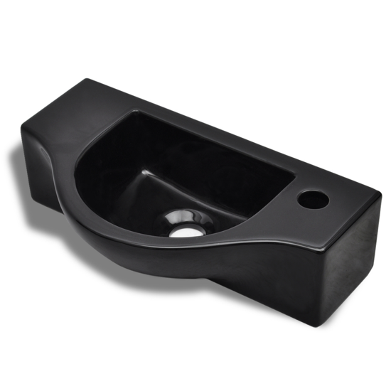 Picture of Bathroom Sink Basin with Faucet Hole Ceramic - Black