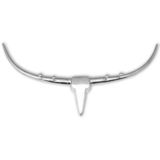 Picture of Bull Head Decoration with Pegs Wall-Mounted Aluminum Silver