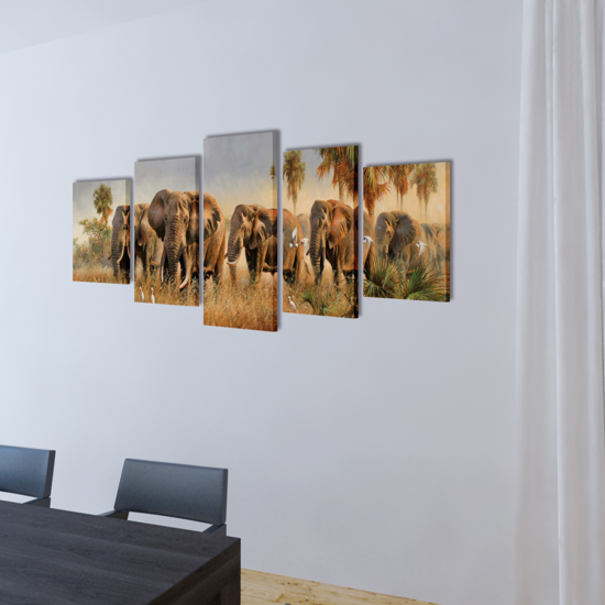 Picture of Canvas Wall Print Set Elephants 39" x 20"