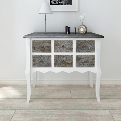 Picture of Console Cabinet 6 Drawers White Wooden