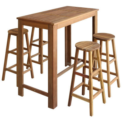 Picture of Dining Bar Table and Stool Set - 5pc Solid Acacia Wood