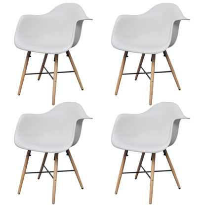 Picture of Dining Chair with Armrests and Beech Wood Legs - White 4 pc