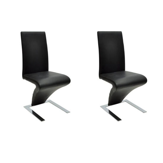 Picture of Dining Chairs 2 pcs with Zigzag Shape Black