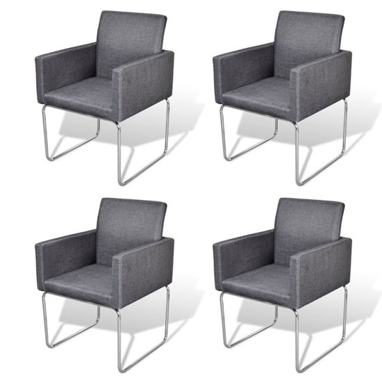 Picture of Dining Chairs 4 pcs Fabric Dark Gray