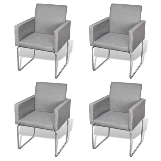 Picture of Dining Chairs 4 pcs Fabric Light Gray