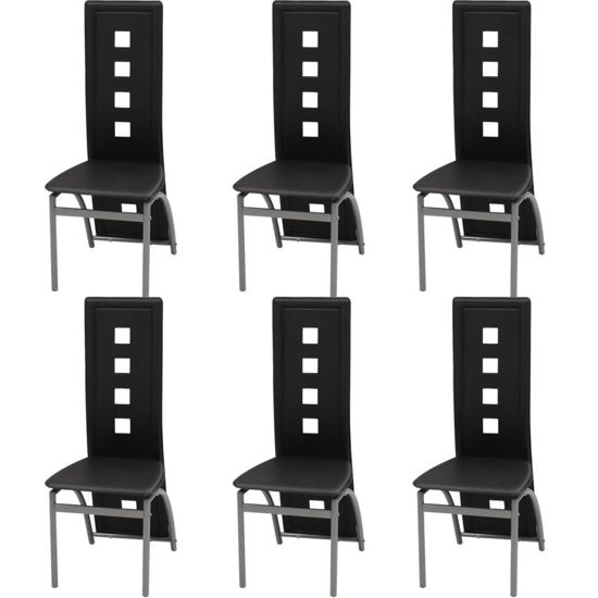 Picture of Dining Chairs 6 pcs Artificial Leather Black