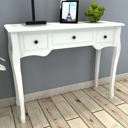 Picture of Dressing Console Table with Three Drawers - White