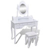 Picture of Dressing Table with Mirror and Stool 7 Drawers White XXL
