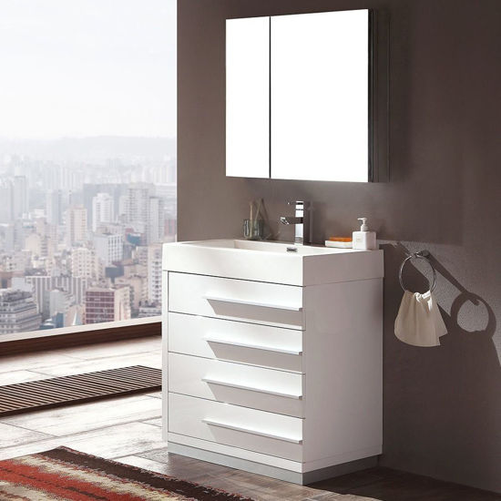 Picture of Fresca Livello 30" Modern Bathroom Vanity with Medicine Cabinet in White