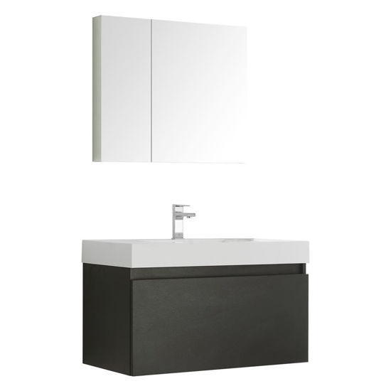 Picture of Fresca Mezzo 36" Black Wall Hung Modern Bathroom Vanity with Medicine Cabinet