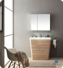 Picture of Fresca Milano 32" Modern Bathroom Vanity in a White Oak Finish with Medicine Cabinet and Faucet