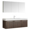 Picture of Fresca Vista 60" Walnut Wall Hung Single Sink Modern Bathroom Vanity w/ Medicine Cabinet