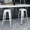 Picture of Kitchen Bar Chair Stools Square - 2 pcs White