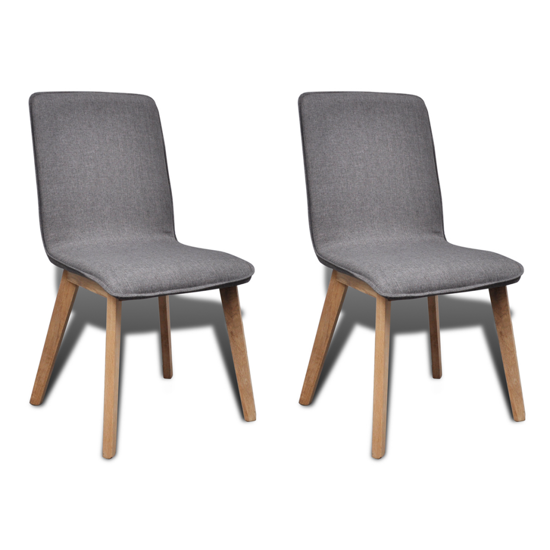 Picture of Kitchen Dining Chairs Fabric Oak - 2 pcs Dark Gray