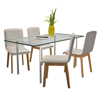 Picture of Kitchen Dining Chairs Fabric Oak - 4 pcs Beige