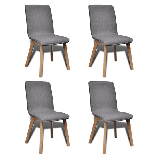 Picture of Kitchen Dining Chairs Fabric Oak - 4 pcs Dark Gray