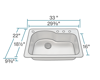 Picture of Kitchen Offset Single Bowl Topmount Sink - Stainless Steel