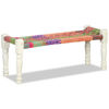 Picture of Living Room Bench Solid Acacia Wood with Chindi Fabric - Multicolor