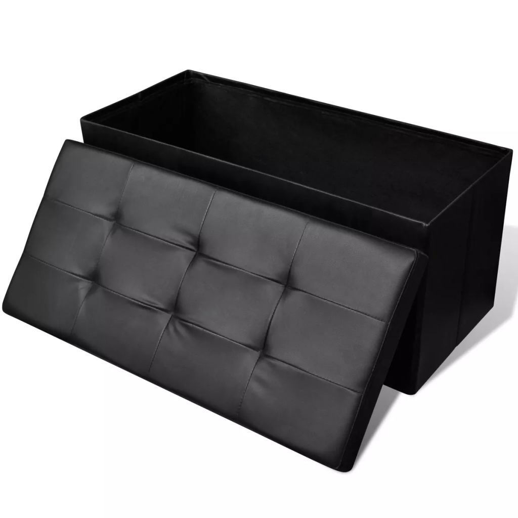 / Long Foldable Storage Bench Black