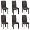 Picture of Modern Artificial Leather Wooden Dining Chairs - 6 pcs Brown