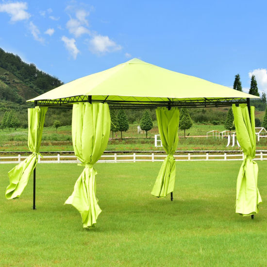 Picture of Outdoor 10'x10' Patio Canopy Tent Gazebo with 4 Walls - Bright Green