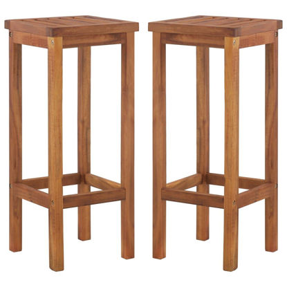 Picture of Outdoor Bar Chairs - 2 pcs Solid Acacia Wood