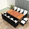 Picture of Outdoor Dining Set Poly Rattan - Acacia Wood  Black 33 pcs