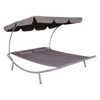 Picture of Outdoor Double Hammock Sunbed with Canopy and 2 Pillows - Brown