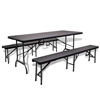 Picture of Outdoor Foldable Garden Table with 2 Benches 70" - HDPE - Black