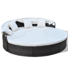 Picture of Outdoor Furniture Round Sofa Sunbed Set with Canopy - Brown