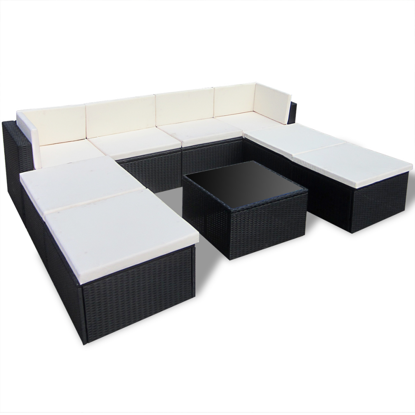 Picture of Outdoor Furniture Set Rattan Wicker Sectional Sofa - Black
