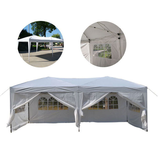 Picture of Outdoor Gazebo Tent 10' x 20" Easy Pop Up with 6 Walls - White