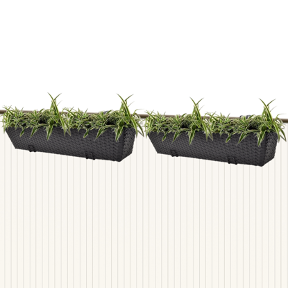 Picture of Outdoor Hanging Rattan Planter Set 30"- 2 pcs Black