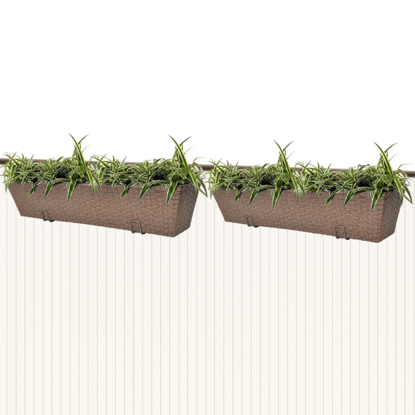 Picture of Outdoor Hanging Rattan Planter Set 30"- 2 pcs Brown