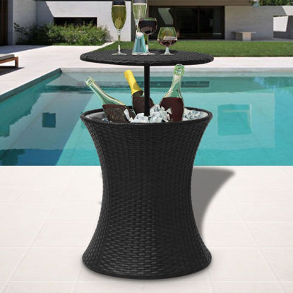 Picture of Outdoor Ice Cooler Bucket Table Poly Rattan - Black