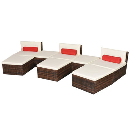 Picture of Outdoor Modular Sun Lounger Set - Poly Rattan - Brown