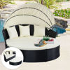 Picture of Outdoor Patio Furniture Round Daybed Retractable Sofa  - Black