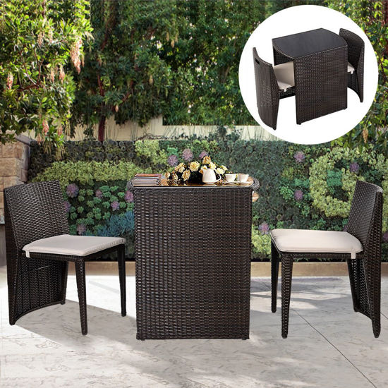Picture of Outdoor Patio Furniture Seat - 3 Pcs Brown