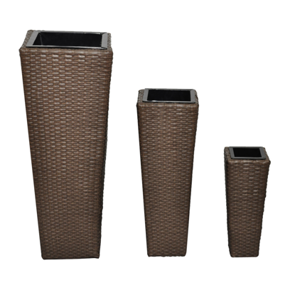 Picture of Outdoor Rattan Flower Pots - Brown 3 Psc