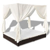 Picture of Outdoor Sunbed Lounger Bed with Curtains - Brown