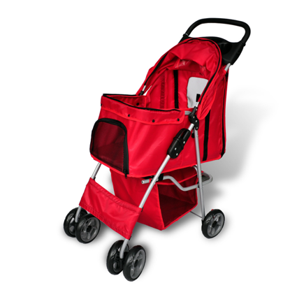 Picture of Pet Cat Dog Stroller Travel Carrier Folding - Red