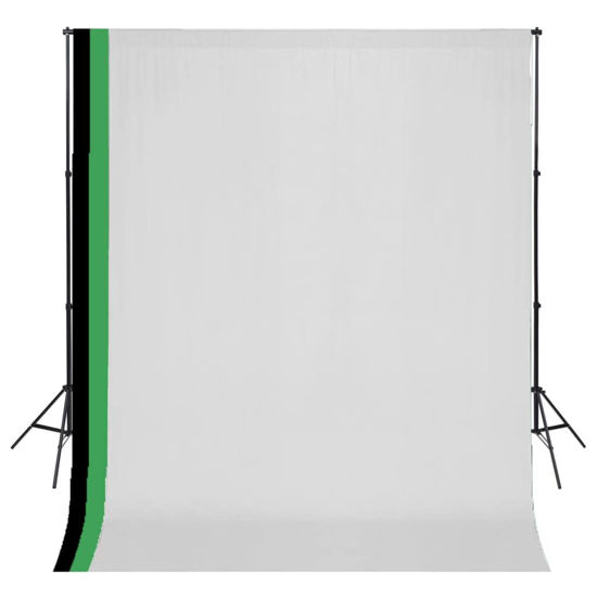 Picture of Photo Studio Kit 3 Cotton Backdrops Adjustable Frame 10x10 ft