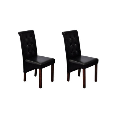 Picture of Set of 2 Antique Black Artificial Leather Dining Chairs