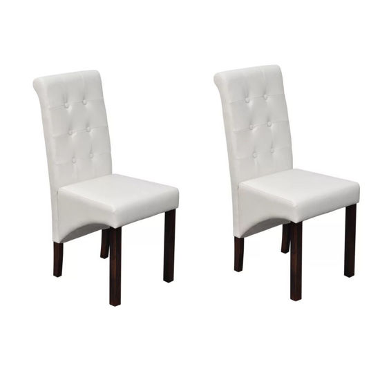 Picture of Set of 2 Antique White Artificial Leather Dining Chairs